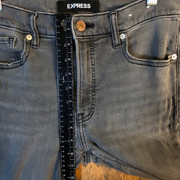 Express Womens Jeans Gray Denim Mid Rise Skinny Stretch 8 Regular - Picture 8 of 12
